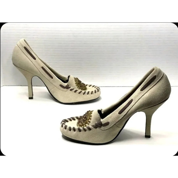 Chinese Laundry Stone Suede Cammie Moccasin Pumps Heels​ - Picture 2 of 5